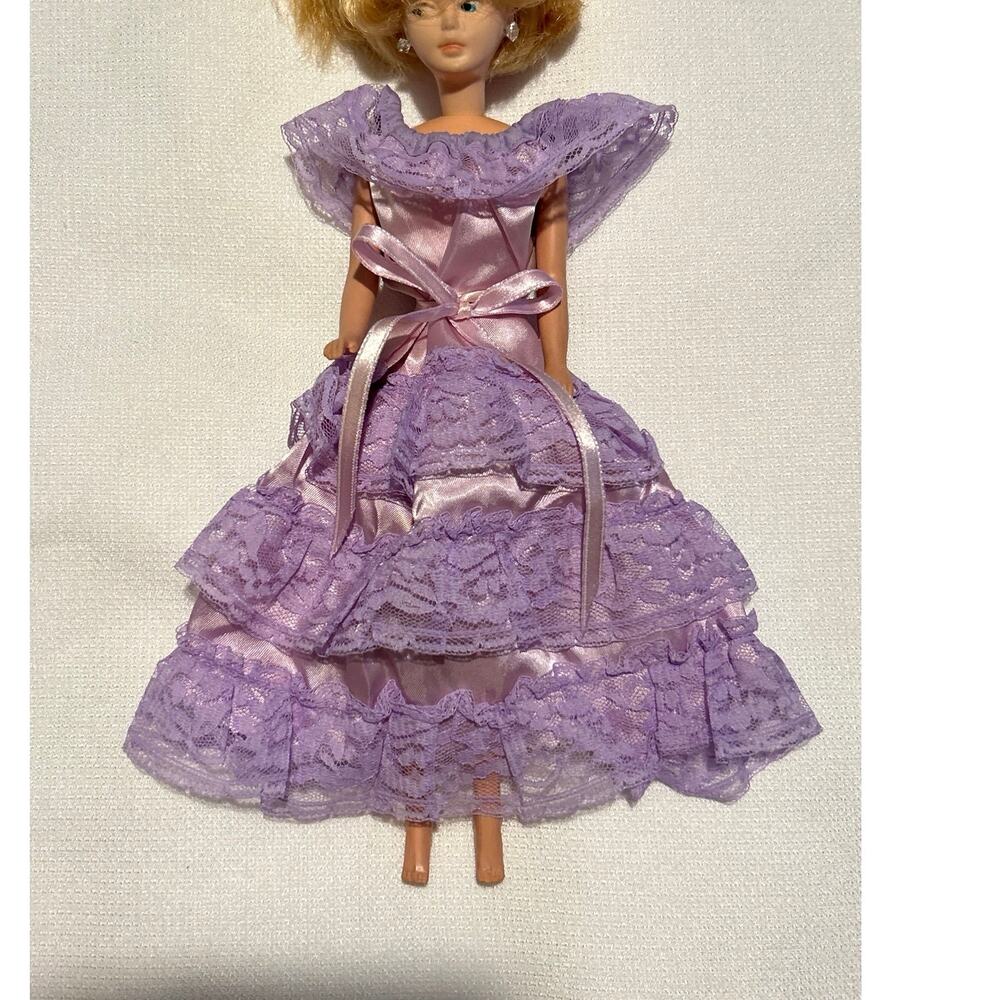 Vtg Doll Dress Lavender Ruffle Dress Fits Tressy 12’ Fashion Dolls Homemade